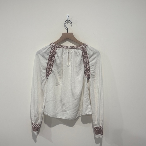 • Faherty • Women’s Arles Embroidered Top White and Brown Medium - Picture 5 of 5